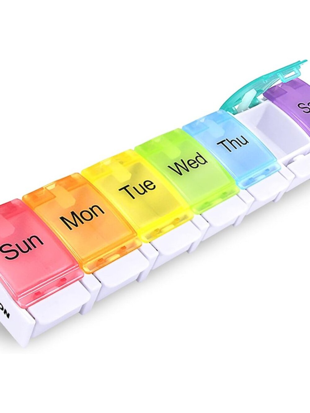 Weekly Pill Organizer Arthritis Friendly, BPA Free Travel 7 Day Pill Box Case wi